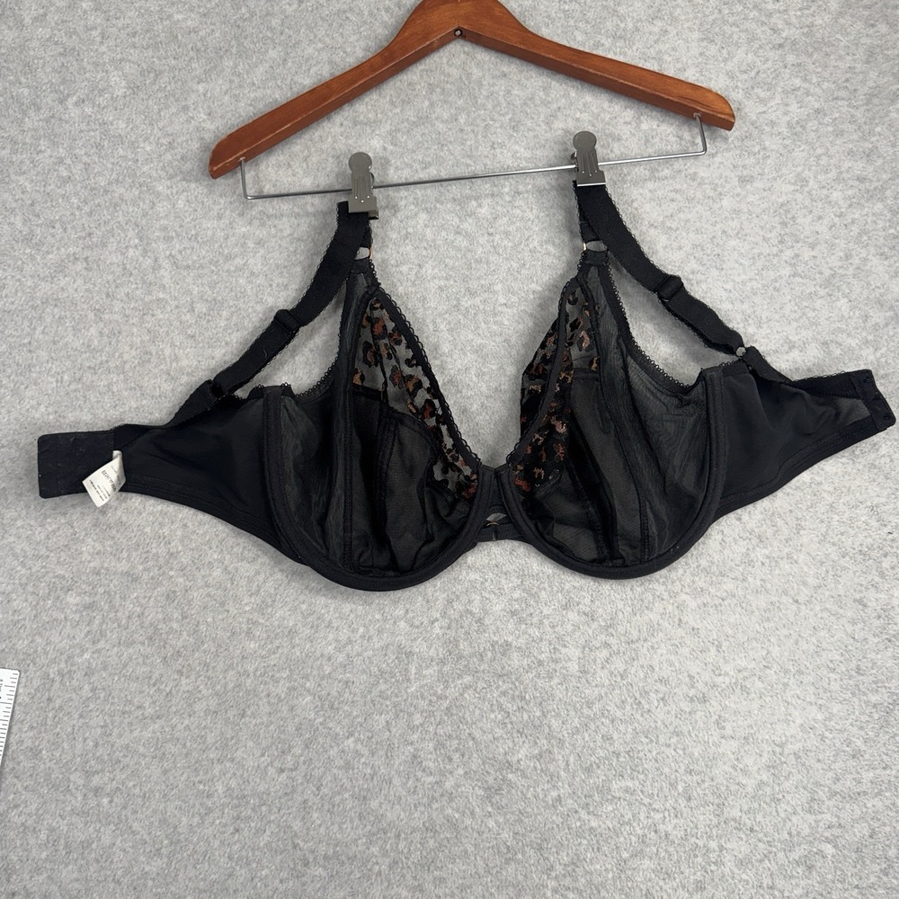 Goddess Elomi 34K Bra Lot 2 Black Lace Leopard Underwire Plus Size EUC - Picture 13 of 16